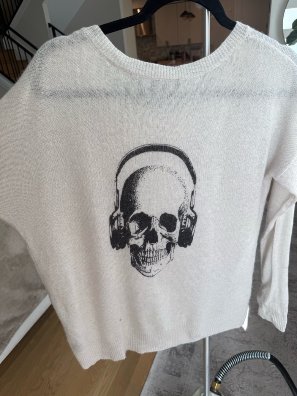 Skull Cashmere Lightweight Cream Crewneck Sweater